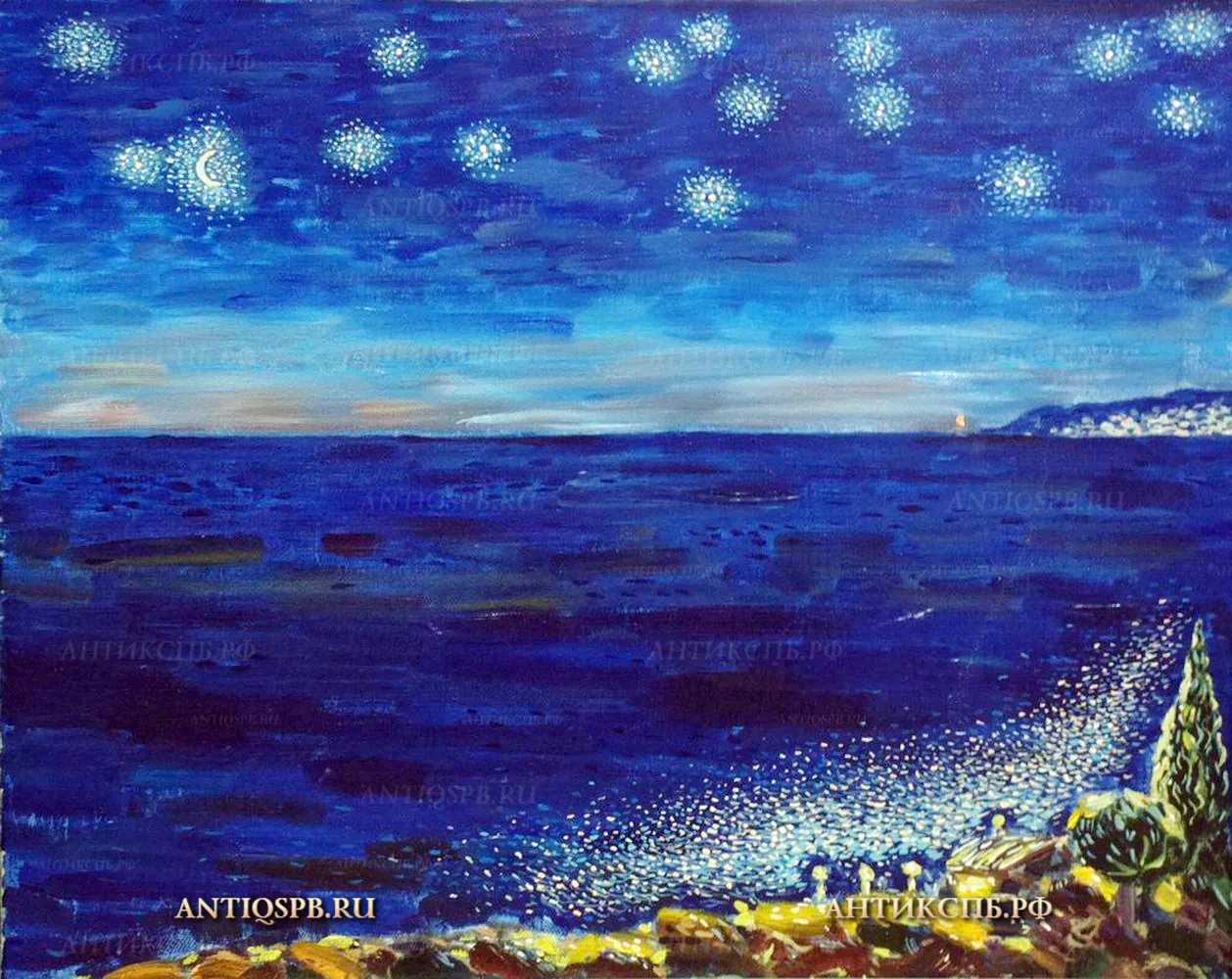 Картина "Ночное море". Холст, масло. ХХI век. №18413.1